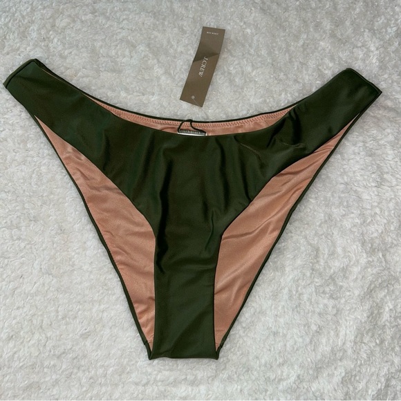J. Crew Curved Waist Cheeky Bikini Bottom Safari Green Size Medium NWT - Picture 1 of 6